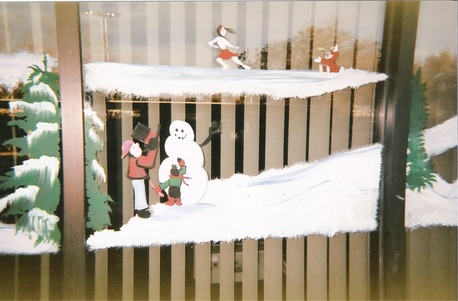 Snowman and ice skating panel - Image: M Burgess
